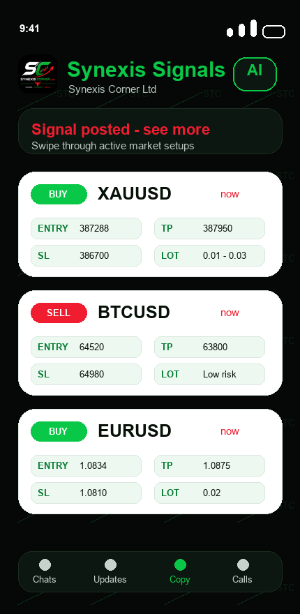 Synexis signals screen preview